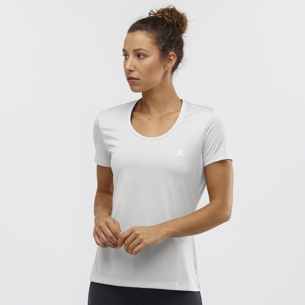 Salomon Israel AGILE - Womens T shirts - Light Grey (GSXY-36971)